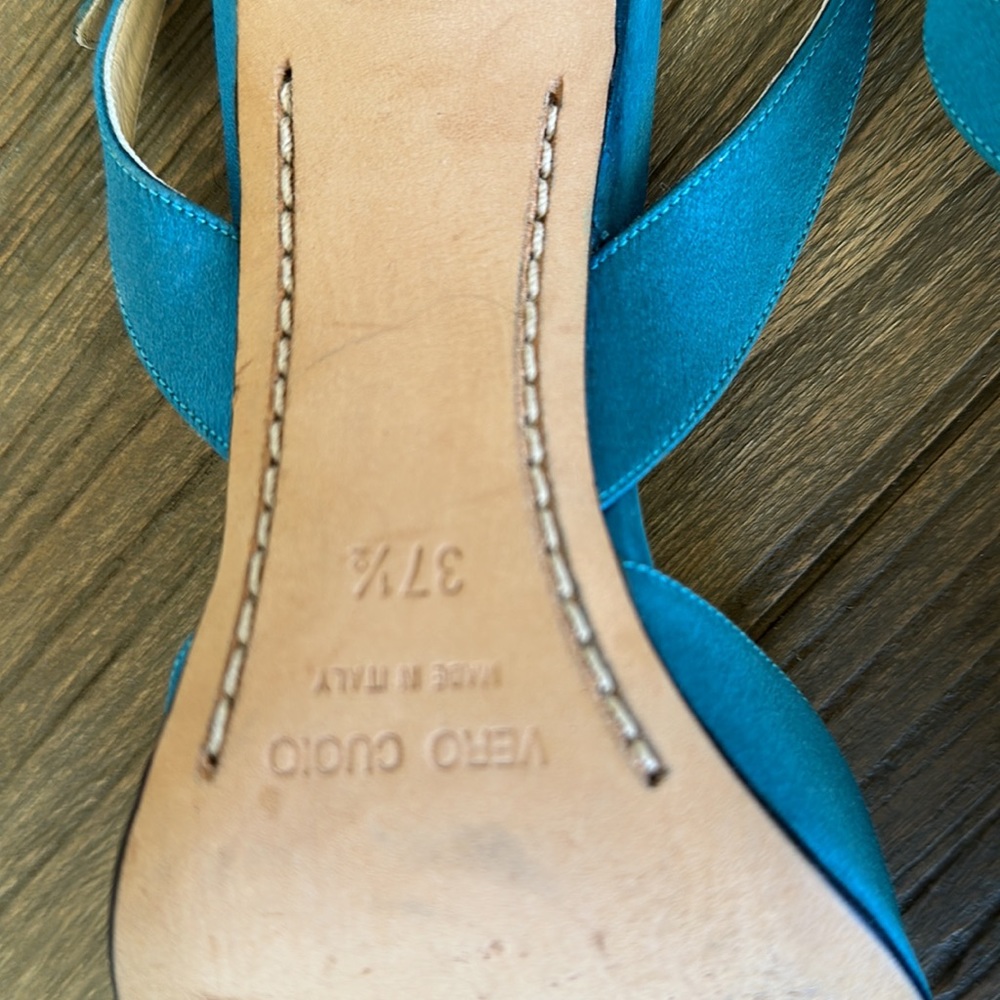 Rickard Shah turquoise slingback bow sandals - Picture 6 of 6